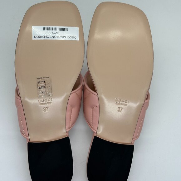 Gucci Marmont GG  Padded Chevron Matelasse Leather Thong Flat Sandals Shoes - Picture 15 of 16